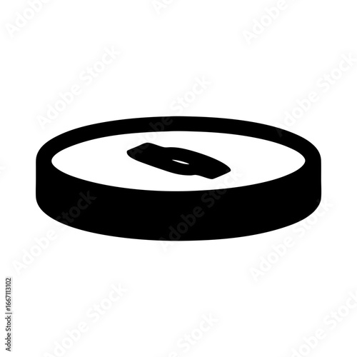 Black and white illustration of a sushi roll with a filling on top
