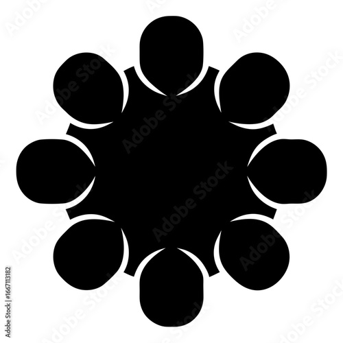 Abstract Symbol of a Team or Community Meeting Around a Central Point