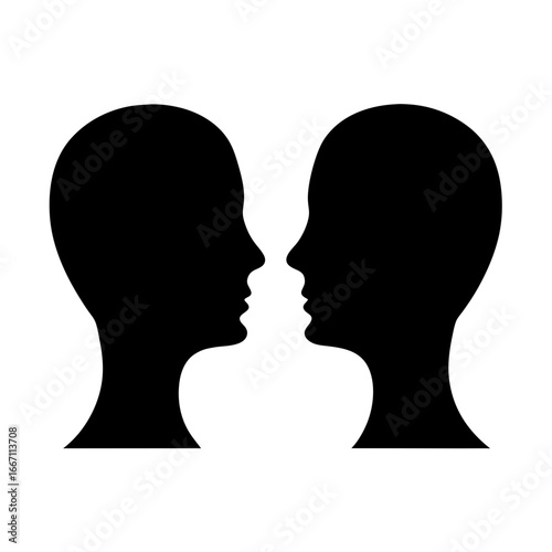 Interfacing Silhouettes of Faces Confronting Each Other in a Symbolic Representation of Dialogue