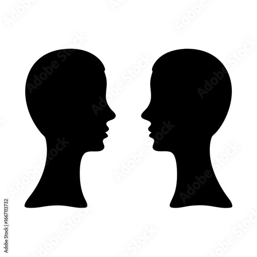 Two Black Silhouettes Facing Each Other Creating a Visual Illusion Vase