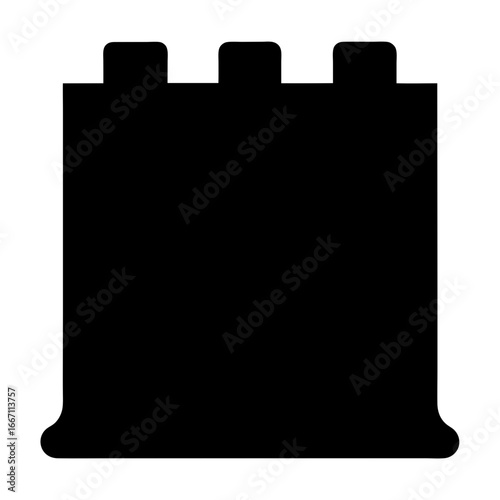 Silhouette of a black plastic building brick with studs on top surface