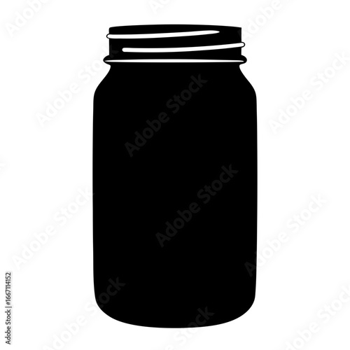 Silhouette of a mason jar with threaded neck, classic and simple