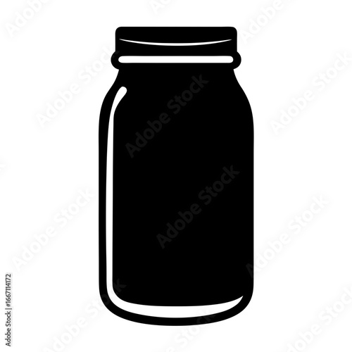 A minimalist black and white jar illustration with a tightfitting lid