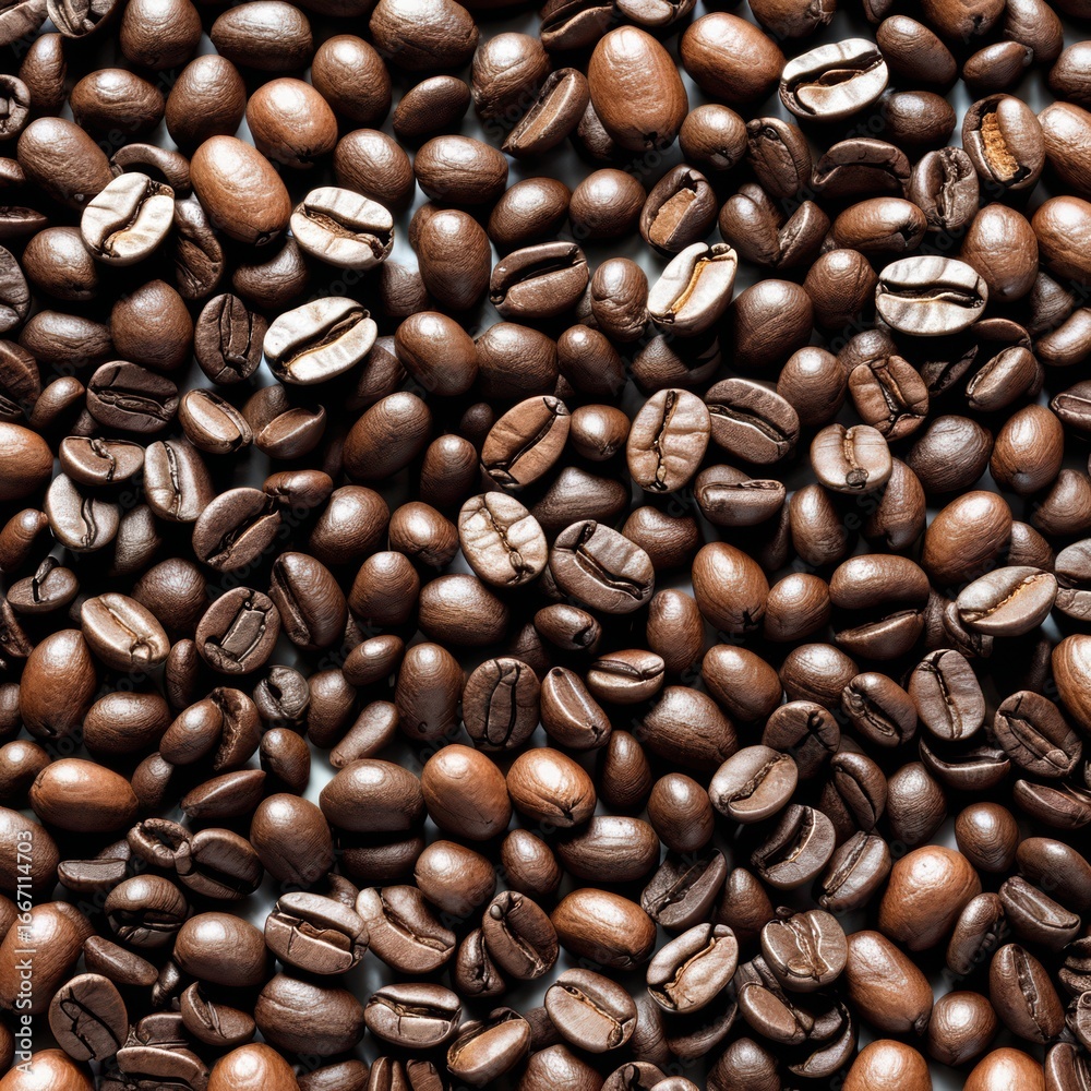 Fototapeta premium Close-Up View of Rich and Aromatic Coffee Beans on White Background