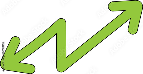 Green Zigzag Arrow Icon. Upward and Down Trend Vector Symbol for Analytics and Navigation UI.