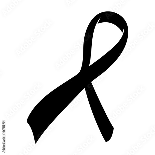 Black ribbon symbol used to express mourning and support for awareness causes