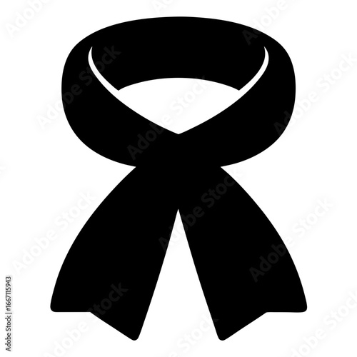 Solid Black Awareness Ribbon Illustration Representing Support and Solidarity Symbol