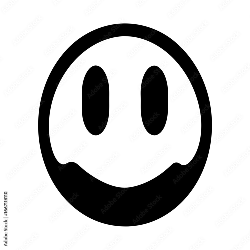 Fototapeta premium Black and White Abstract Smiley Face with an Oval Outline Design