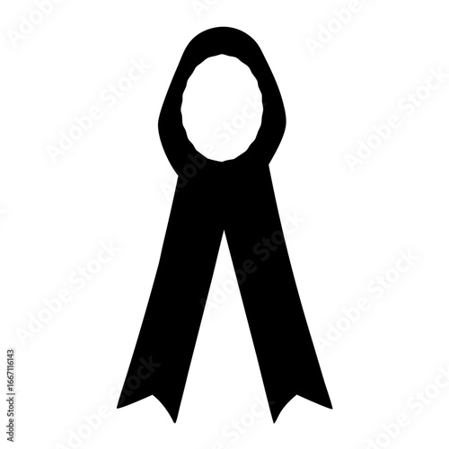 Black awareness ribbon representing mourning, solidarity, or support for a cause