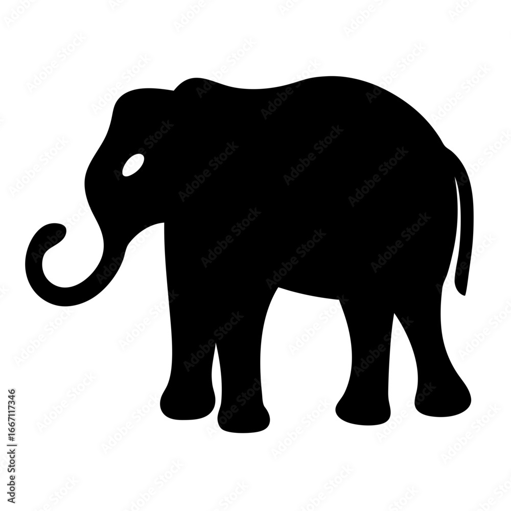 Obraz premium Stylized black silhouette of an elephant in minimalist design on white