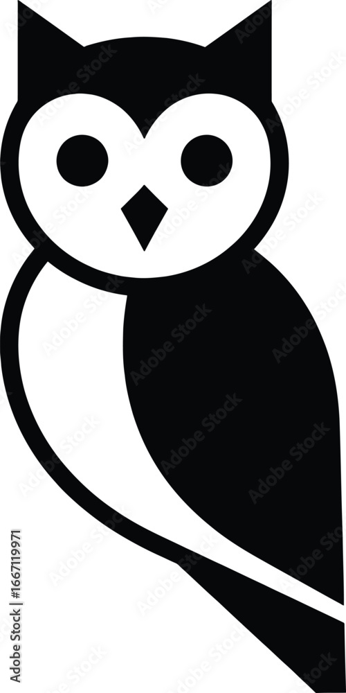 Fototapeta premium Single Owl Logo Icon Minimalist Design Silhouette