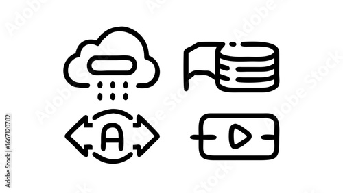 Set of 4 cloud computing icons vector