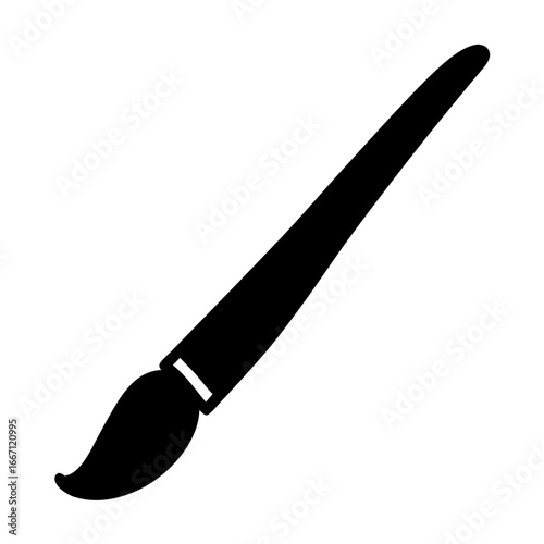 Black silhouette illustration of a paintbrush tool, ready for artistic creation