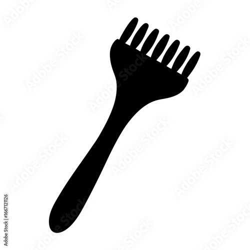 Black silhouette of a leather crafting tool with multiple prongs for stitching