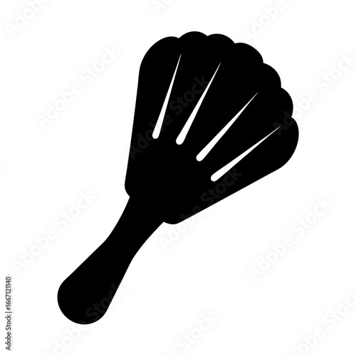 Simple Black Silhouette of a Duster with a Decorative Handle