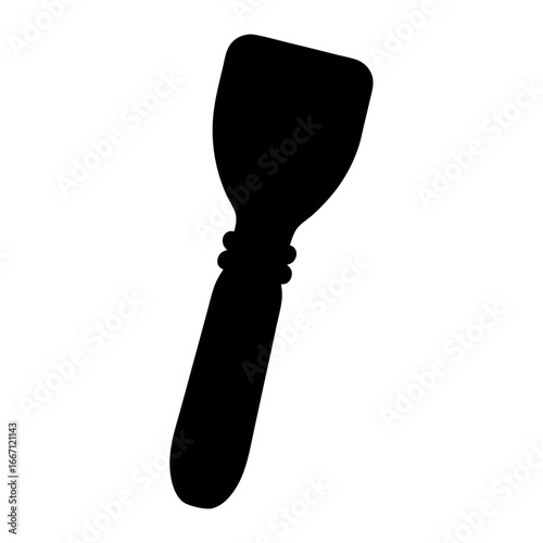Solid black silhouette of a rubber scraper or spatula on white background