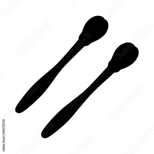 Silhouette illustration of two beauty blender applicators on a white background