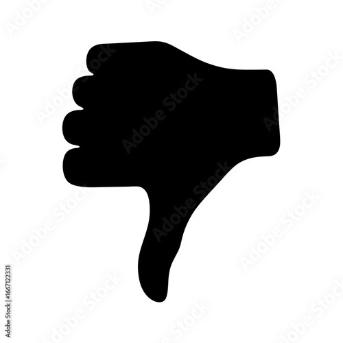 Silhouette of a hand with thumb down representing disapproval and rejection