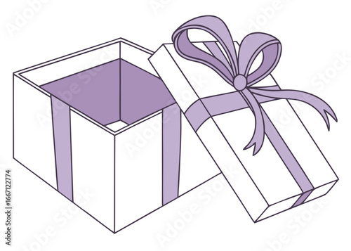 open gift box with ribbon and bow  illustration design and isolated on white background.