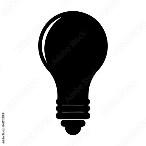 Monochrome light bulb icon representing idea, innovation, and electrical engineering