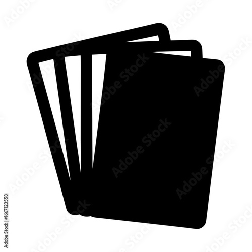 A set of cards arranged showing part of their backs, ready for game