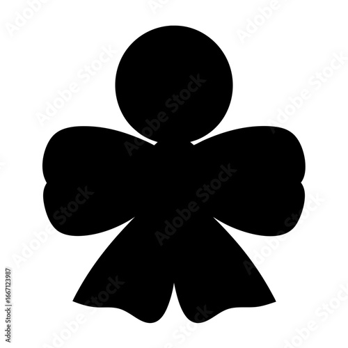 Simple black silhouette of an abstracted humanlike figure with circular head
