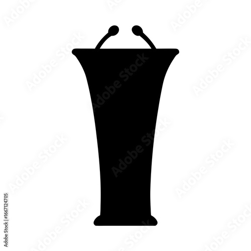 Silhouette of a podium with two microphones commonly used for speeches