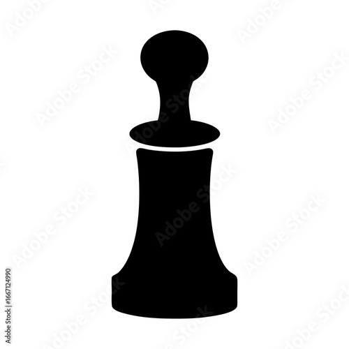 Black silhouette of a chess pawn piece against a white background