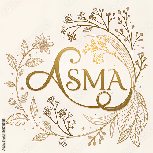 A highly detailed, intricate, and ornate floral illustration with the word 