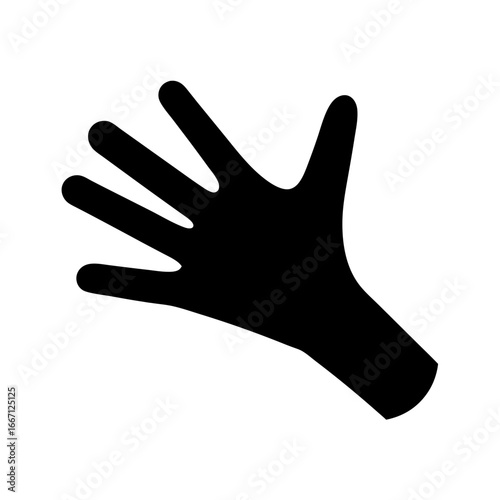 A simple hand illustration in silhouette with fingers spread widely apart
