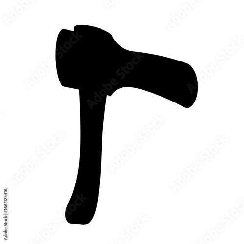 Isolated silhouette of a black tomahawk axe on a white background