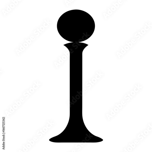 Stylized silhouette of a pawn chess piece on a white background