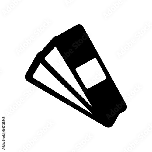 Simple graphic of three bills or vouchers perhaps being dispensed or received