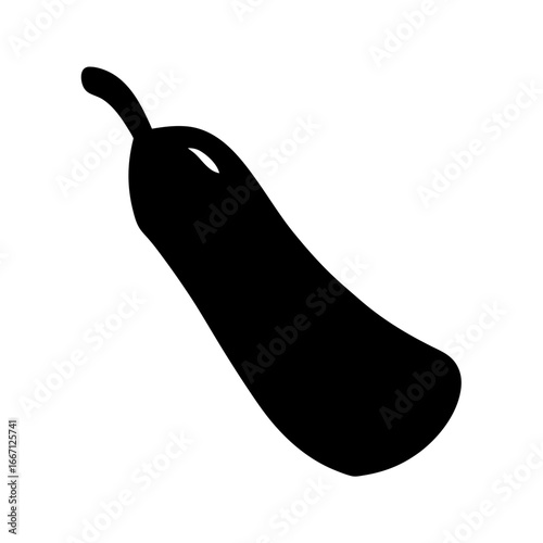 Stylized silhouette of an eggplant leaning to the left slightly