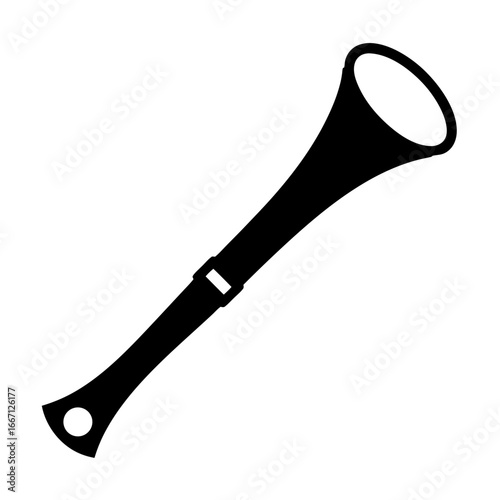 Black and white illustration of a shepherd's whistle, a traditional instrument