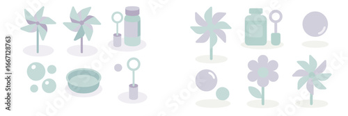 Summer Playtime Objects for Children, Minimalist flat design