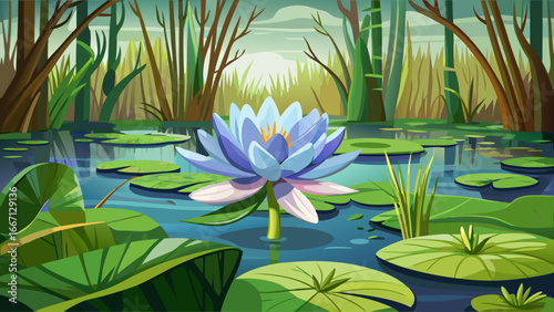 Water hyacinth flower on swamp