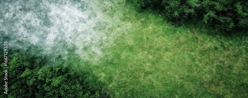 Wallpaper Mural Aerial View of Lush Green Grass and Forest Edge Torontodigital.ca