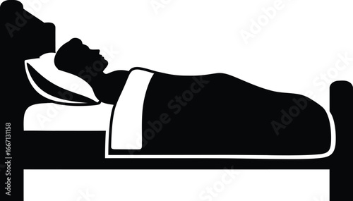 Silhouette of a man sleeping peacefully in bed, , representing rest, relaxation, and importance of sleep for health and wellness