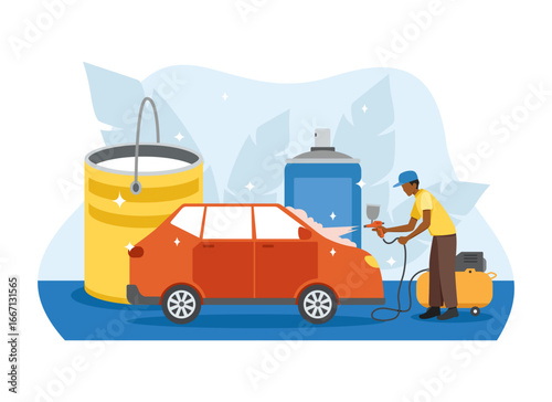 Auto Body Paint Shop Illustration
