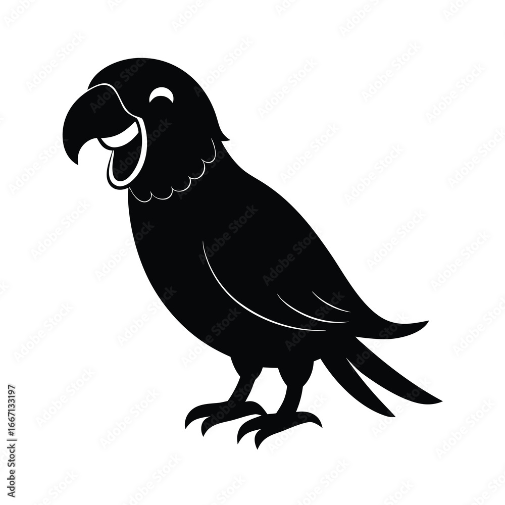 Fototapeta premium silhouette of a parrot laughing and telling jokes