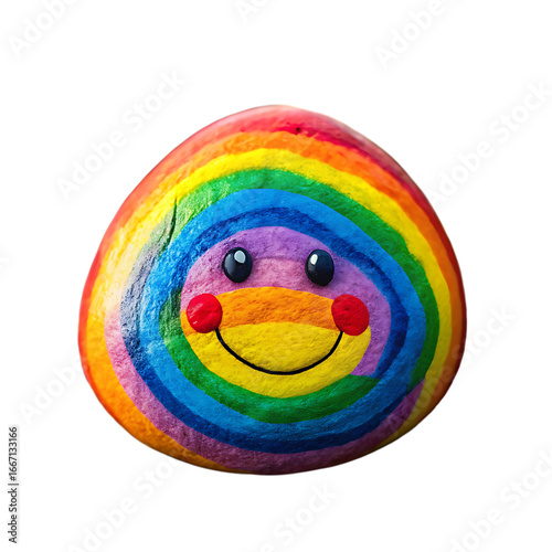 Rainbow Painted Rock Smiling
