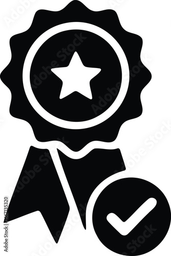 Quality Assurance Badge with Star and Check Mark Illustration.