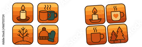 Winter Icons Collection, Minimalist flat design