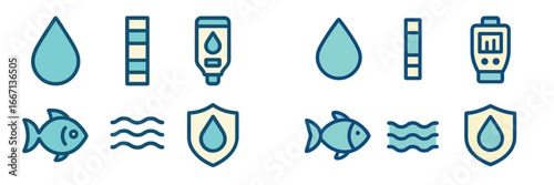 Water quality and protection symbols, Minimalist flat design