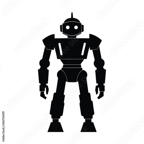 silhouette of a robot on white background.