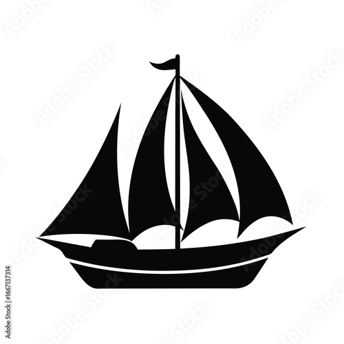 silhouette of a sailboat on white background