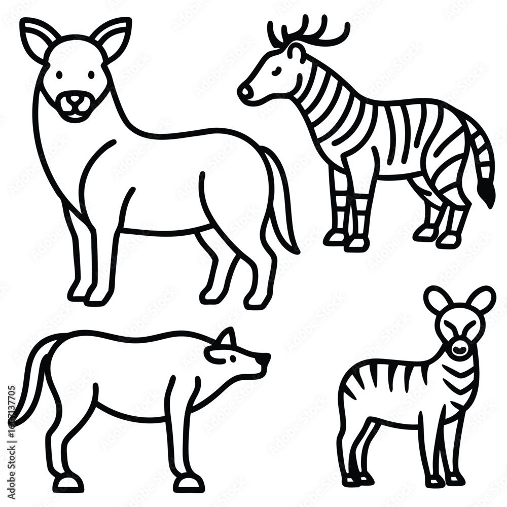 Fototapeta premium set of animals vector illustration