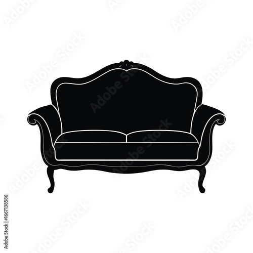 silhouette of a sofa on white background