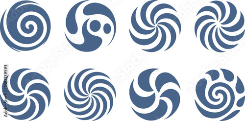 Collection of Blue Swirl and Spiral Graphic Designs